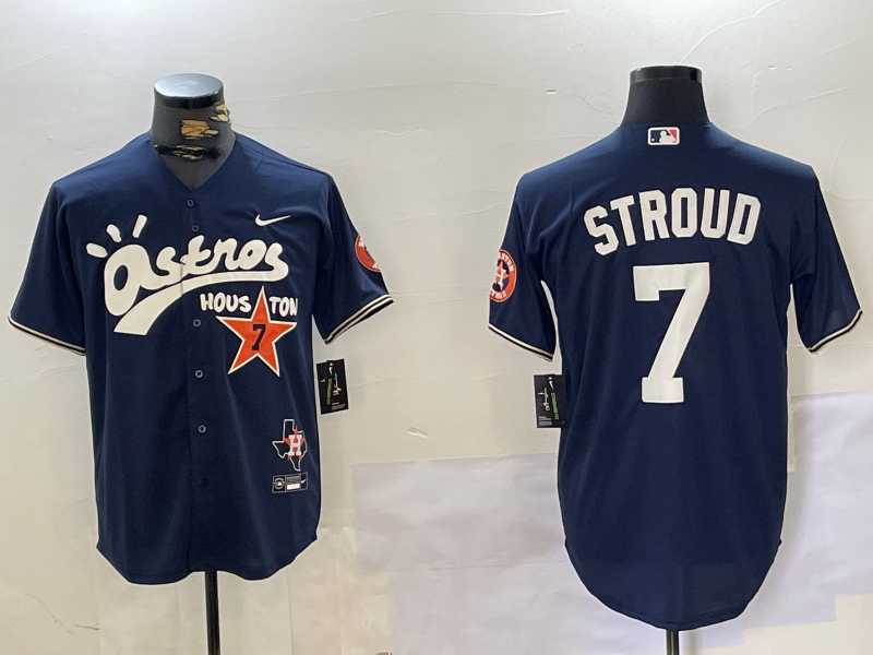 Men%27s Houston Astros #7 CJ Stroud Navy Cactus Jack Vapor Premier Stitched Baseball Jersey